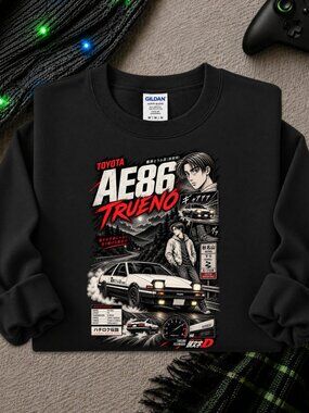 Initial D Takumi AE86 Sweatshirt Adult Unisex Graphic Crewneck Anime Car Racing